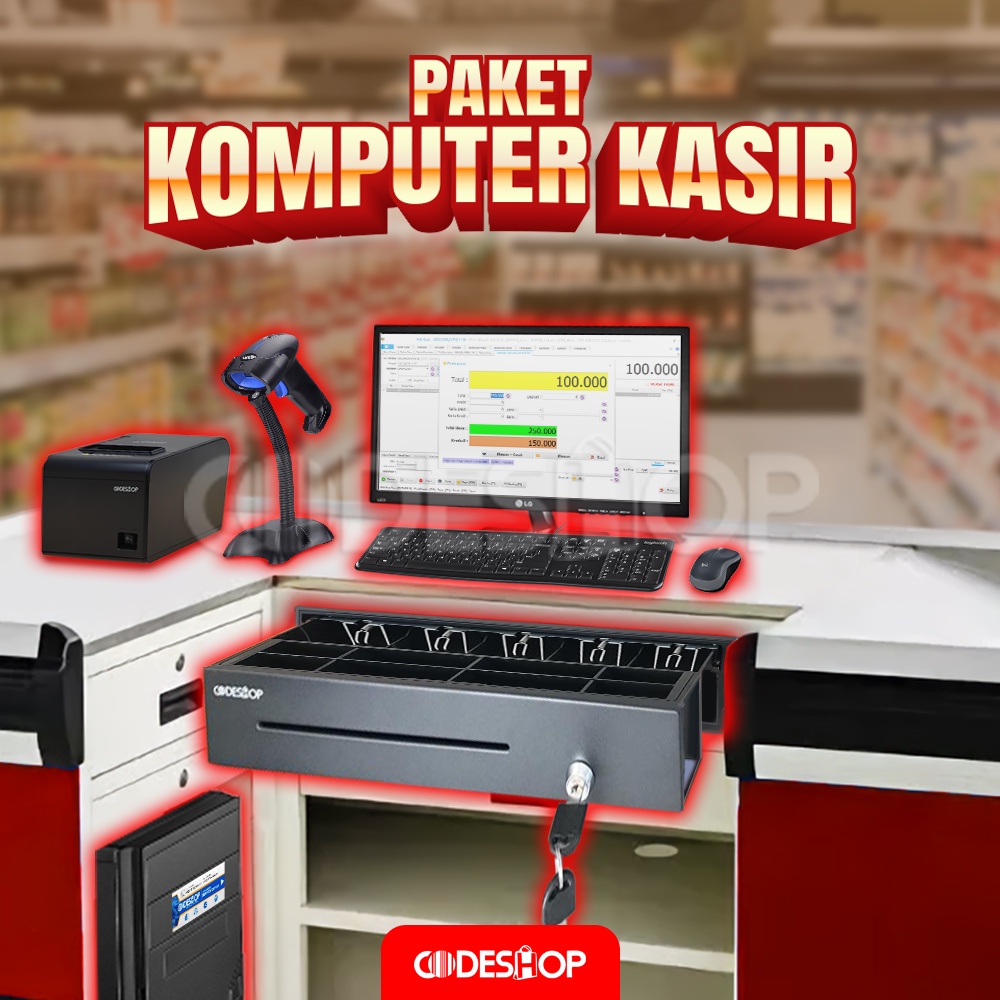 Siap Pakai Paket Komputer Kasir iPOS 5 Pro + CBT58II + CD-9512 + CK415