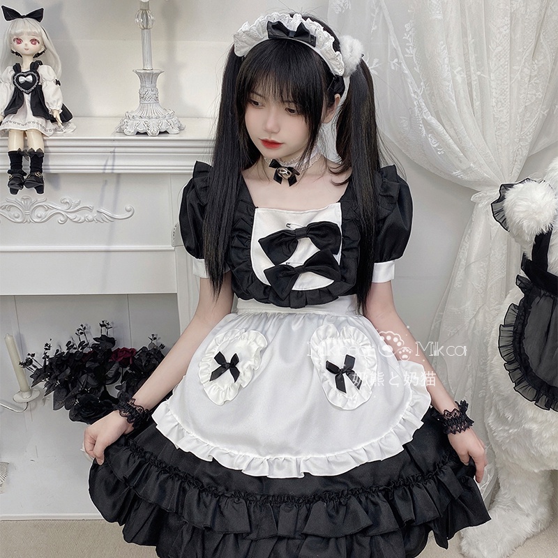 Jual Gothic Loli Anime Maid Costumes School Girl Halloween Cosplay Maid ...