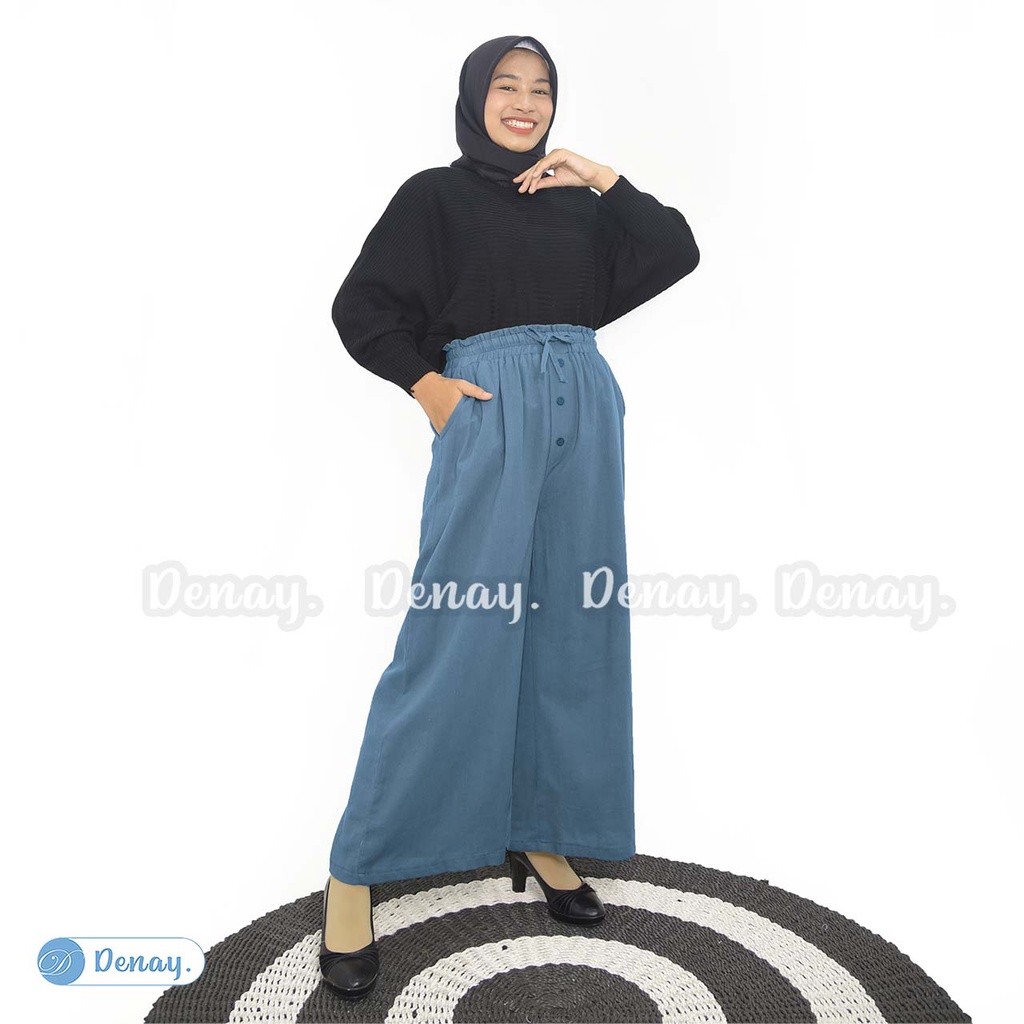 Tokodenay - Celana Cullote  Wanita - Aisyah Kulot Linen Crinkle Premium - Fashion Muslim