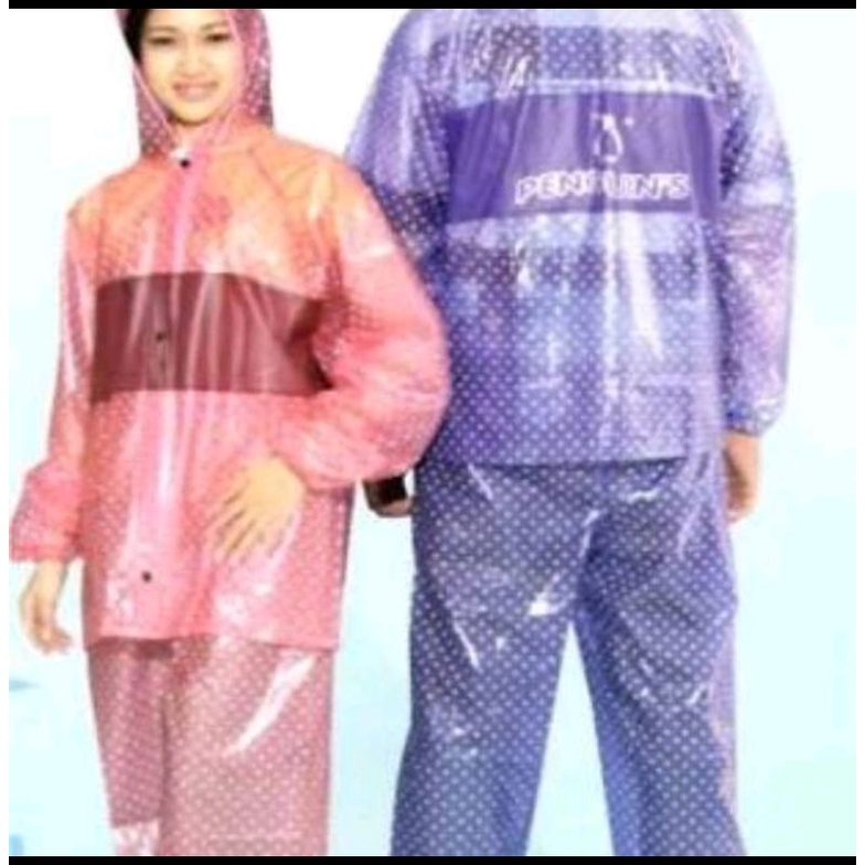 Jas hujan penguins folkadot foxy