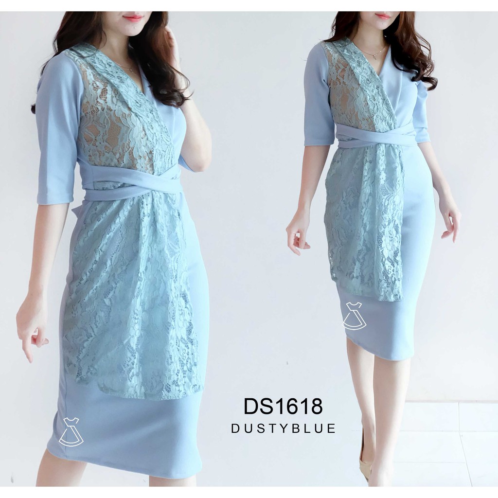 DS1618 - DRESS PESTA SCUBA LACE KIMONO PARTY DRESS