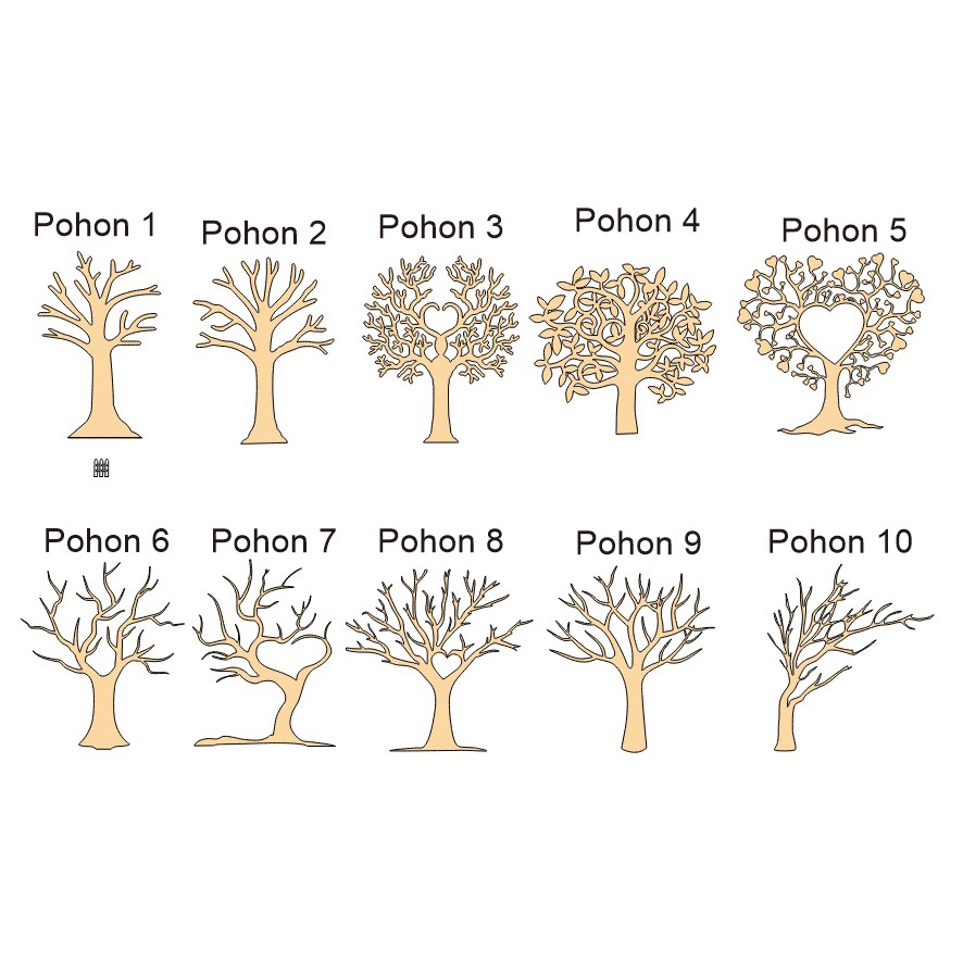 SILUET POHON MAHAR (DUPLIKAT POHON) Bentuk love Bahan MDF
