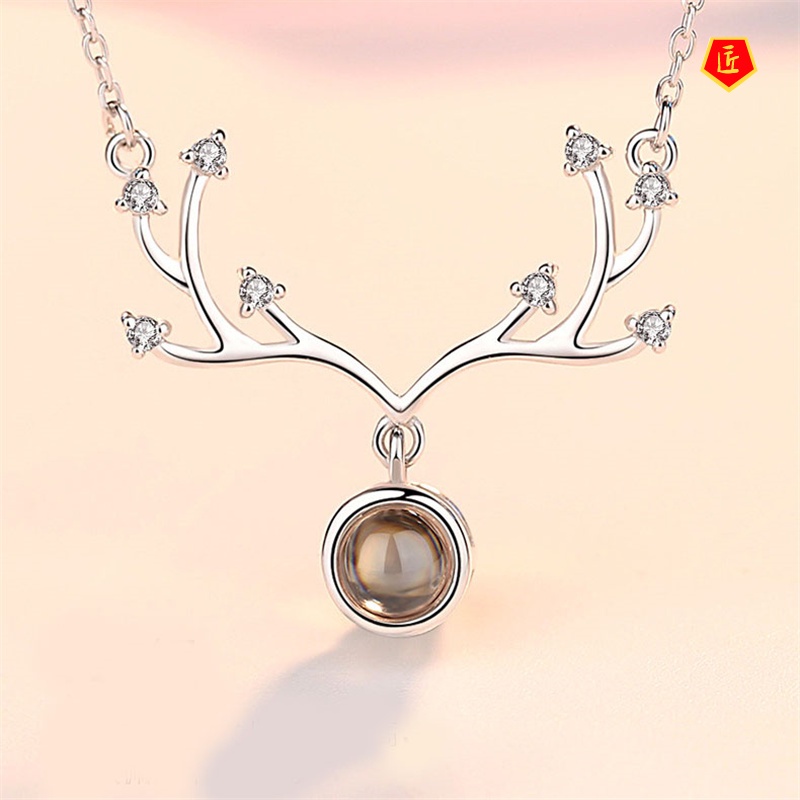 [Ready Stock]Silver Antlers Projection Necklace Special-Interest Design Fashion All-Match