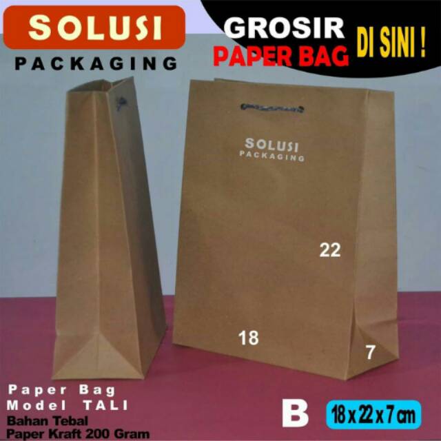

PAPERBAG COKLAT POLOS TIPE B 18X22X7 CM