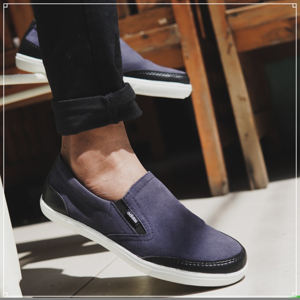 sepatu kasual pria slip on adidas advantage murah slop pria santai