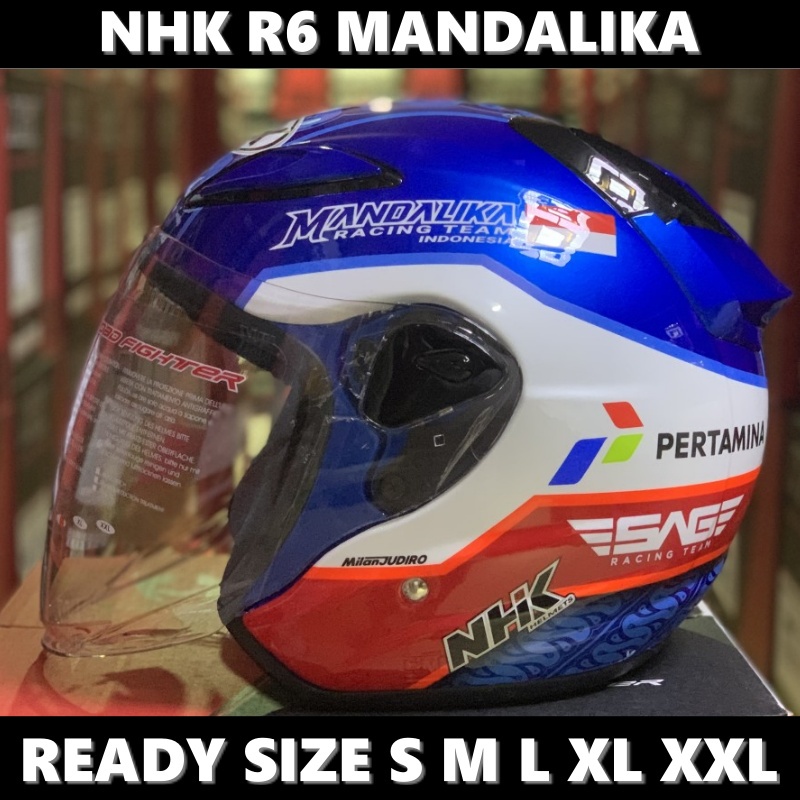 HELM NHK R6 MANDALIKA GP EDITION HALF FACE SINGLE VISOR