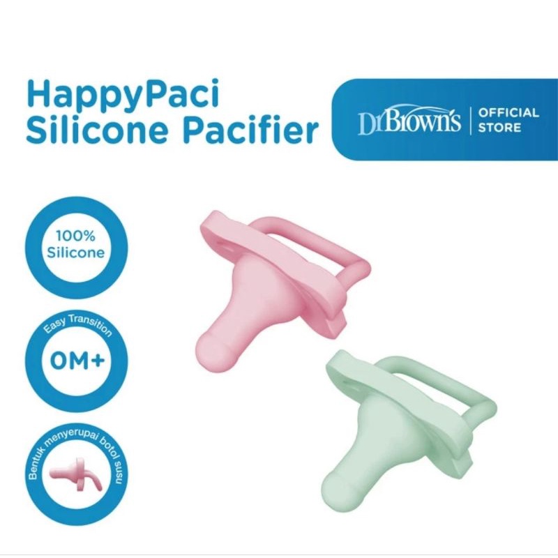 Dr.Brown's HappyPaci Silicone Pacifier 0M+ Isi 2 Pcs - Empeng Bayi