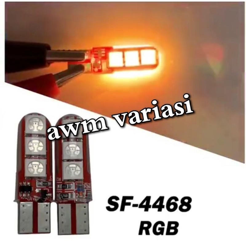 Lampu Sein Sen Colok Flash Jelly LED Warna-Warni Rgb T10 Universal - 1 Pasang