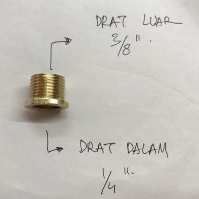 PENGUBAH UKURAN DRAT OTOMATIS SANYO SHIMIZU PANASONIC 3/8 x 1/4 Besar ke kecil  Kuningan - kecil ke 