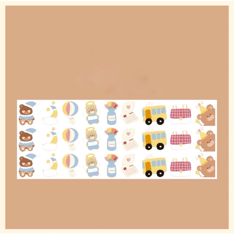 

[ miniaids ] sticker gulungan bear deco aesthetic murah / freebies