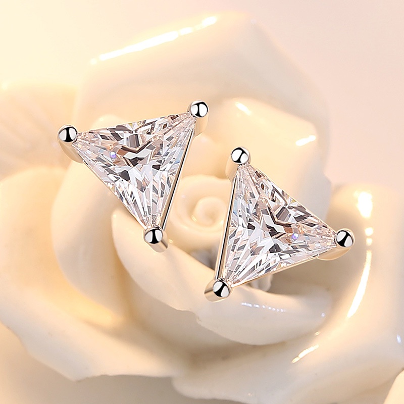 Anting Perak 925 Wanita Geometris Segitiga Fashion Perhiasan/Subang Telinga anting perempuan