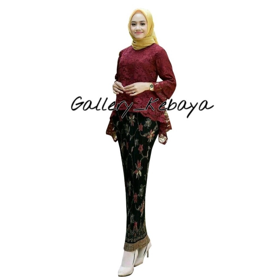 Real pict!!! Setelan kebaya brukat rinjani / kebaya brokat bianca / maroon / navy / abu / dusty/gold