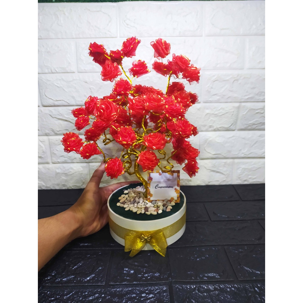 Red Tree - Pajangan Pohon Bonsai Imitasi dekorasi cantik