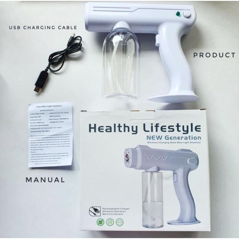 Disinfectant Spray Gun Atomizer Nano Mist Spraying UV Gun 800ml HEALTHY LIFESTYLE ATOMIZER II - NANO