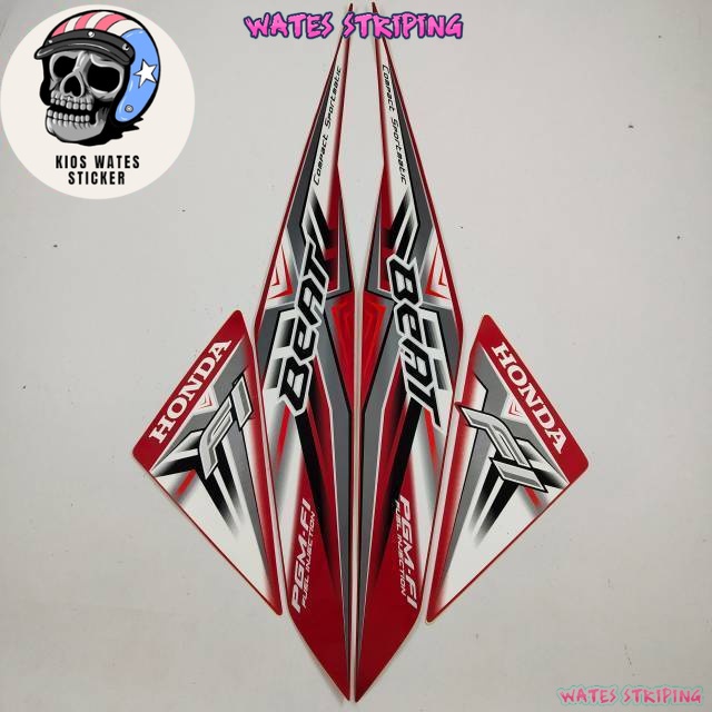 Striping Decal Polet Sticker honda beat fi 2015 merah stiker motor list body standar Wates Stiker