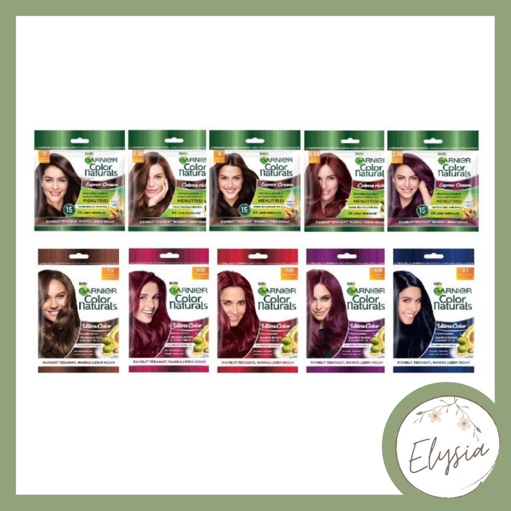 ✨ ELYSIA ✨ Garnier Color Natural Sachet Cream /Pewarna Rambut Instan/ Cat Semir Rambut