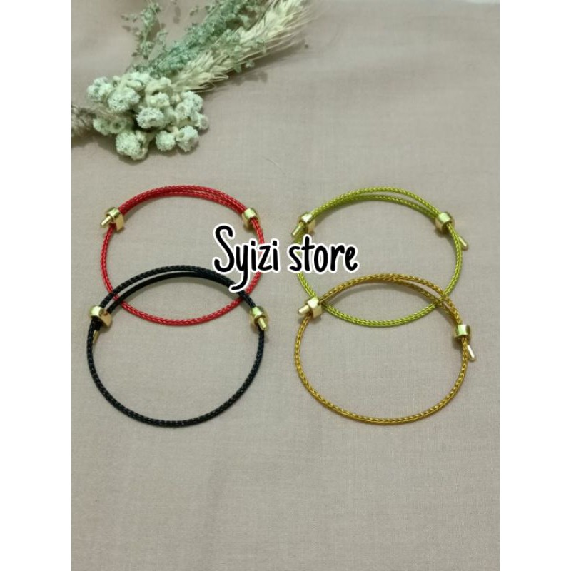 (free stoper 2mm) gelang ongsrot 2mm/ gelang serut/gelang tumpuk/gelang waterproof 2mm