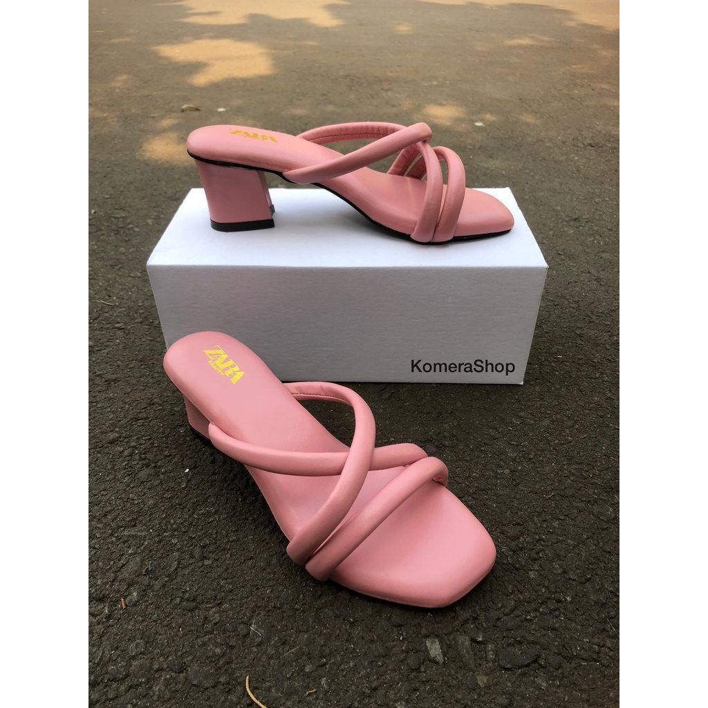 SANDAL WANITA HEELS ZARRA PREMIUM SILANG - TALI- BY KOMERASHOP