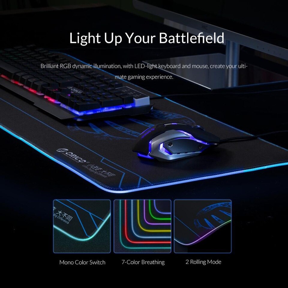 Mouse pad gaming orico rubber xxl extended 80x30 rgb led luminous fsd-15 - Alas Mousepad fsd15