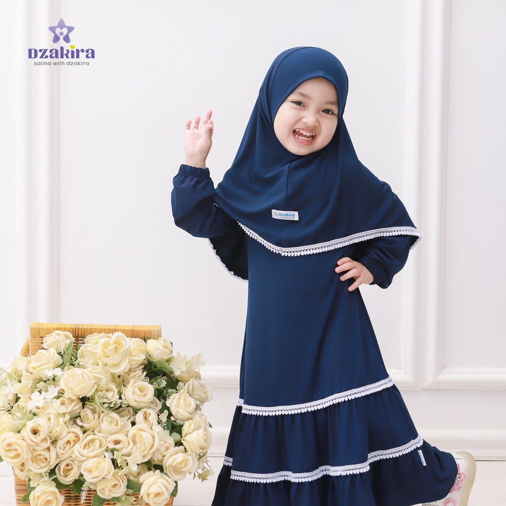 GAMIS BAYI 0-3thn RENDA POMPOM KIRANA NAVY JERSEY TWIST PREMIUM ORIGINAL by DZAKIRA