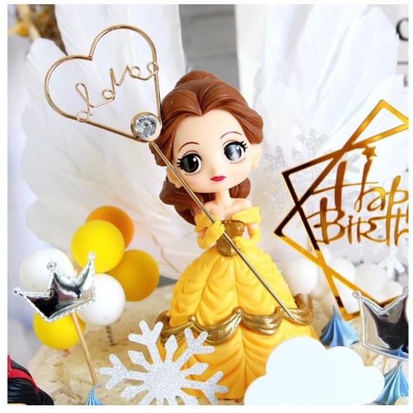 Topper Princess Belle / Dekorasi Kue Princess Belle / Hiasan Cake Princess Belle Kekinian