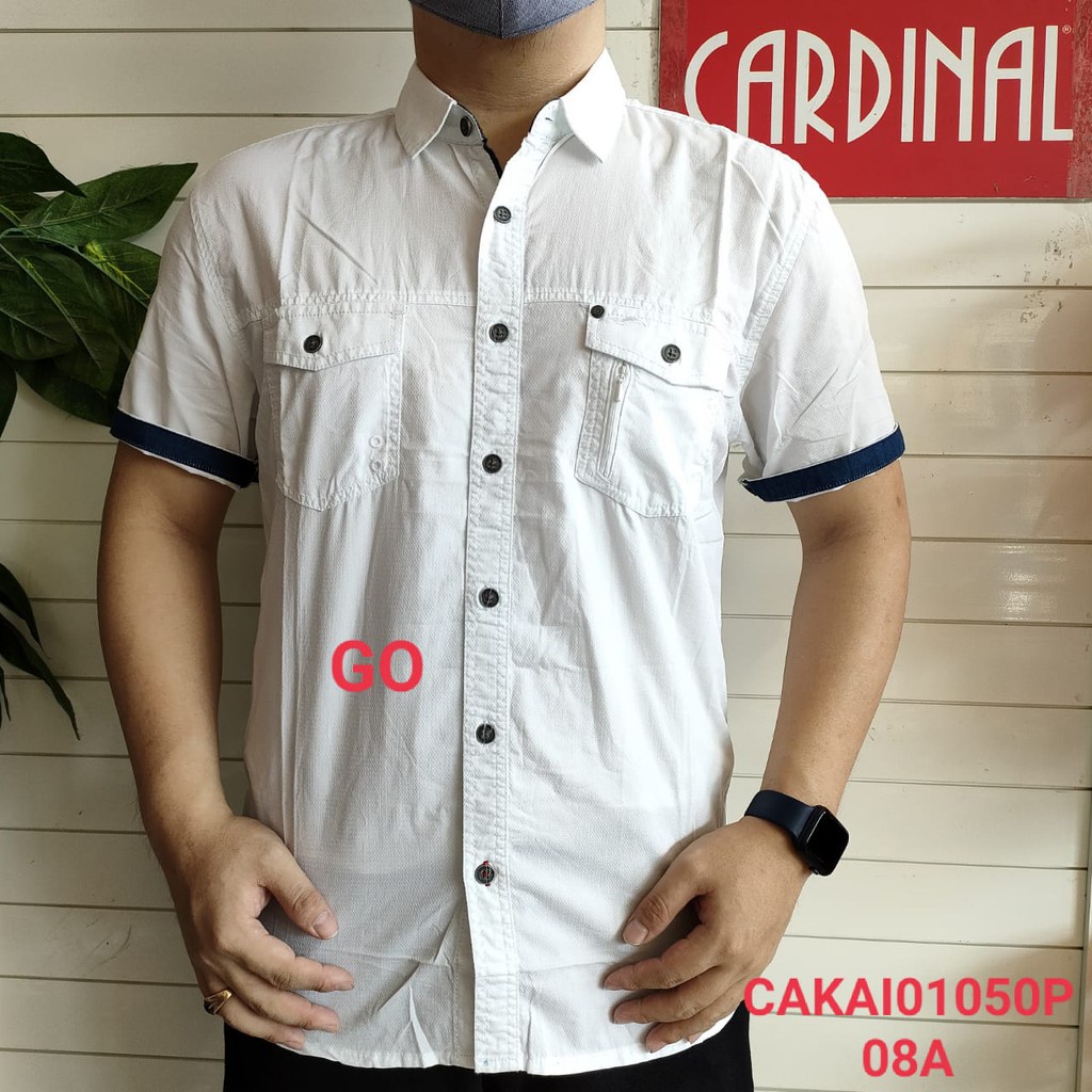 gos CARDINAL KEMEJA JUMBO PUTIH Pakaian Pria Hem Reguler Kemeja Jumbo Extra Mama Size Lengan Pendek