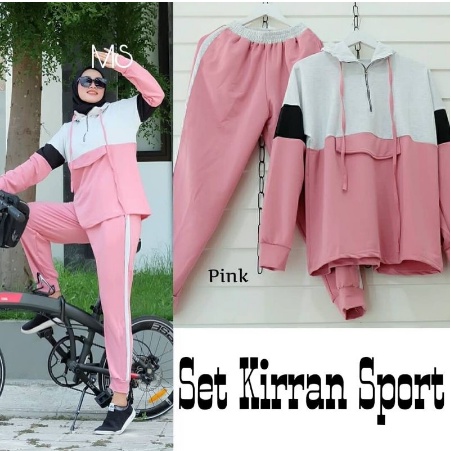 setelan senam wanita / setelan olahraga cewek Yovis Sport / setelan merah putih / setelan bintang