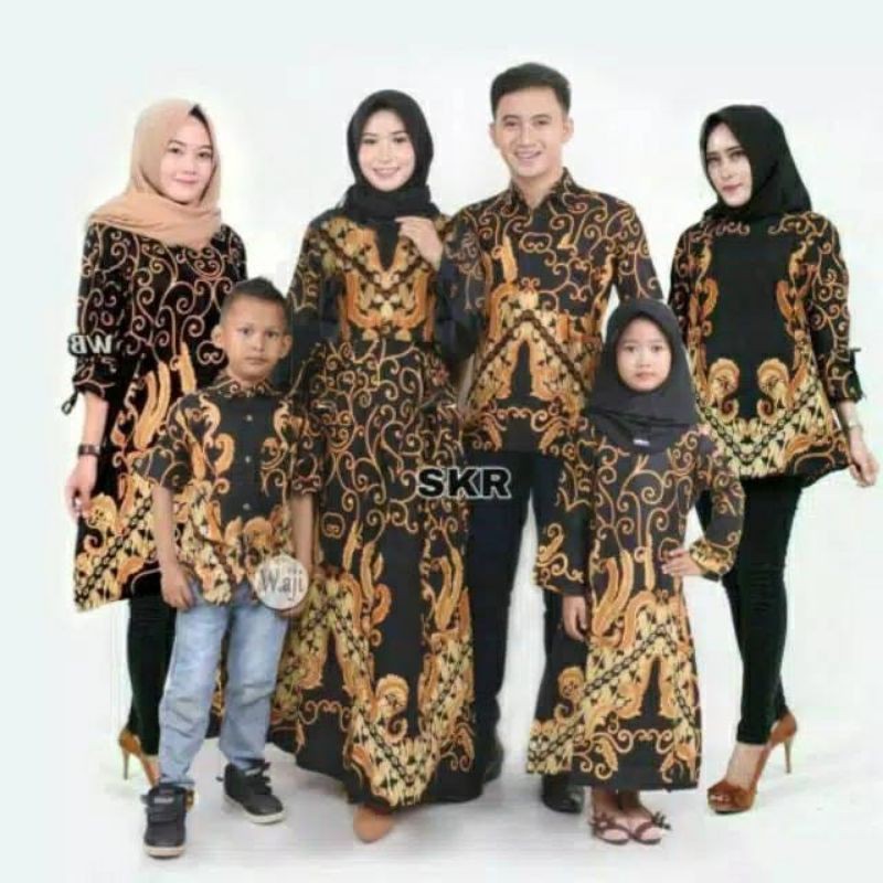 BATIK COUPLE KELUARGA sania ruffle ori ndoro jowi dnt motif ULIR KUNING