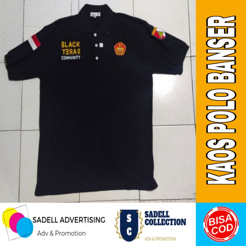 Kaos Banser Polo Kaos Banser Full Bordir Hitam Lengan Pendek Pria