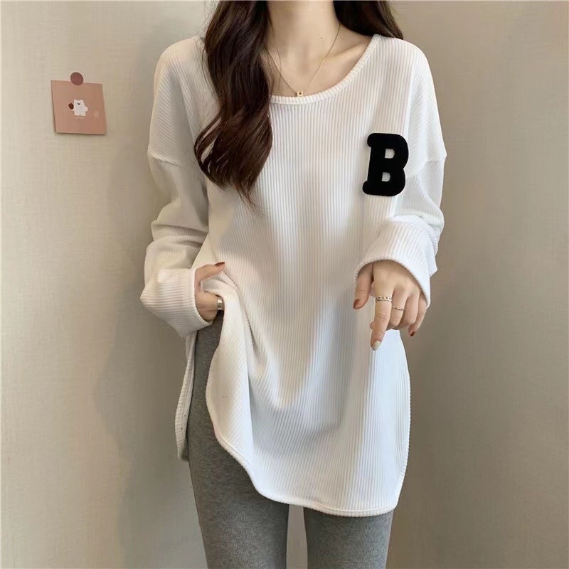 SW3 Atasan Korean lengan panjang bordir / baju oversize / kaos oblong / T shirt lengan panjang