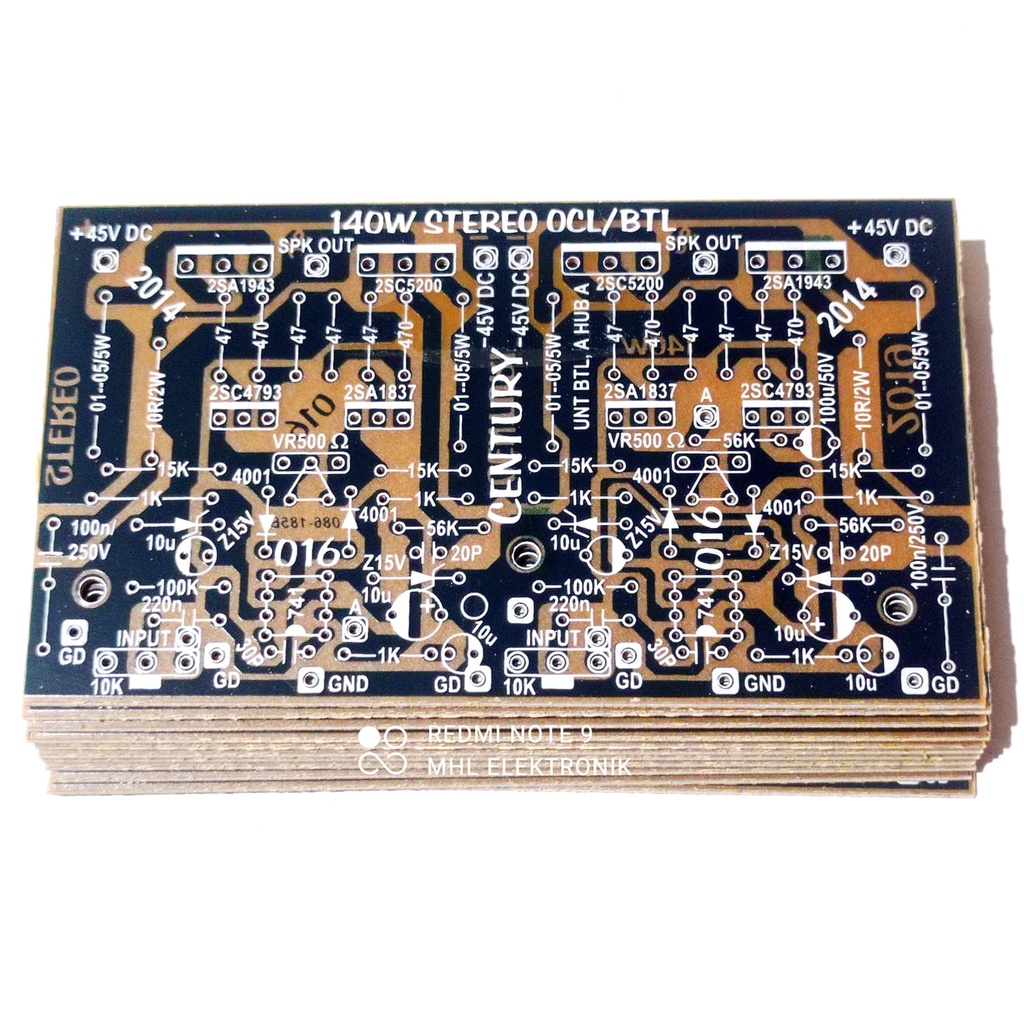 PCB Power Amplifier Stereo OCL Atau Mono BTL 140Watt CENTURY 016