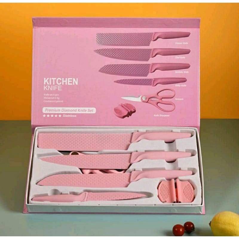 Premium Pisau Set Pink Pisau Pink Murah Knive Set Pisau Dapur Steincookware DEBM Stein Steincookware