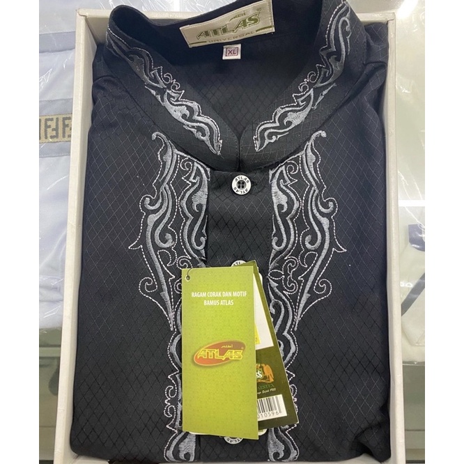 Baju koko Atlas Bamus tangan panjang Bordir behaestex / Pakaian muslim / Baju koko pria JUMBO