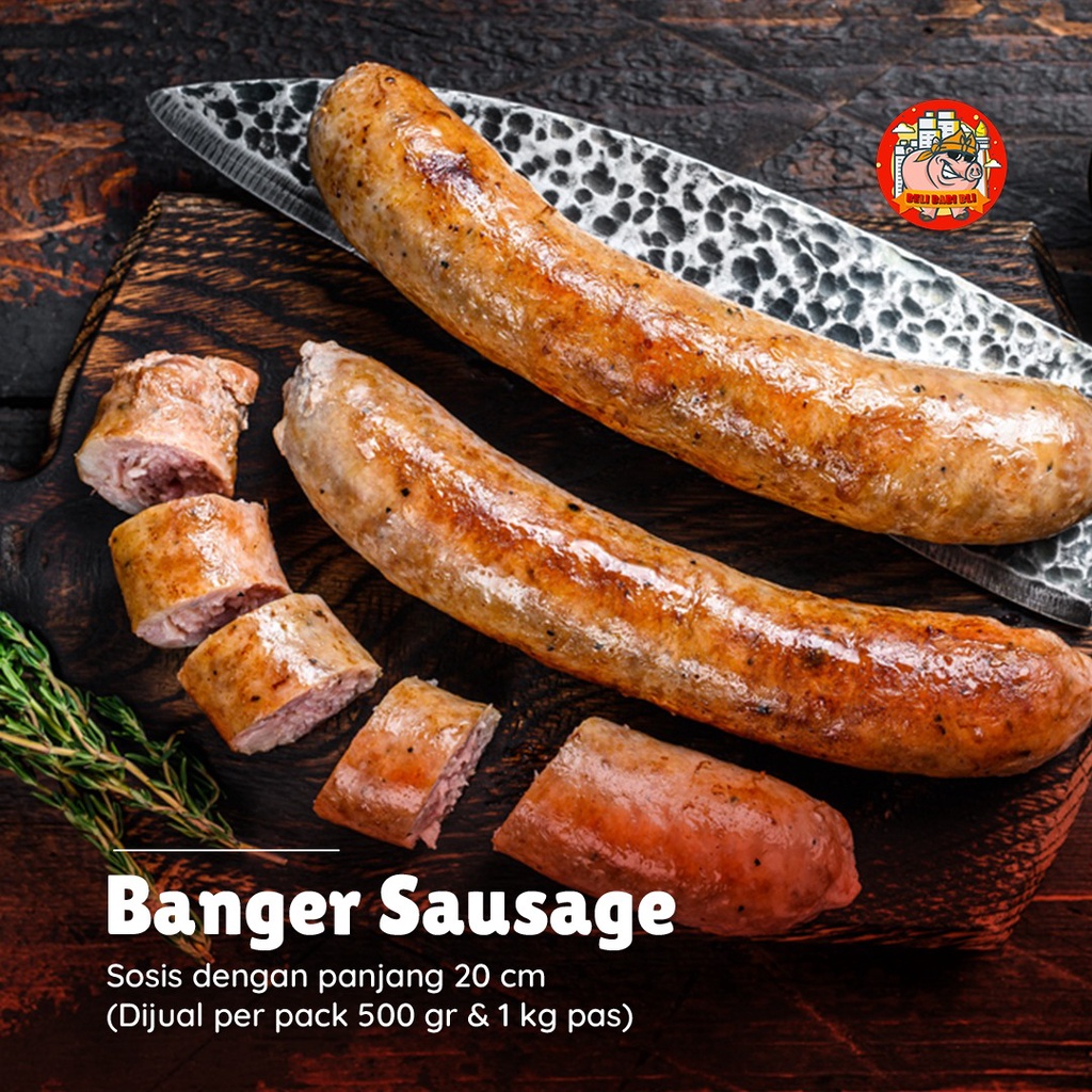 

BANGER SAUSAGE PORK SOSIS HOTDOG PANJANG 20 CM BABI BALI ASLI SUPER ENAK