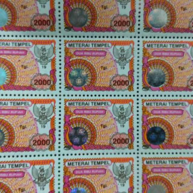 Materai/Meterai 2000 Rupiah Tahun 1996, 1997, 1998, 1999 (Original) #016