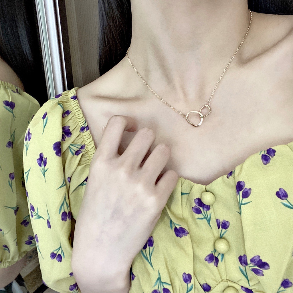 Kalung Rantai Klavikula Model Cincin Ganda Gaya Korea Untuk Aksesoris