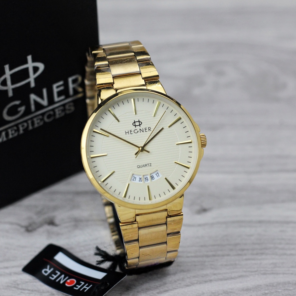 Jam tangan Hegner 5025 M gold jam tangan pria original water resist