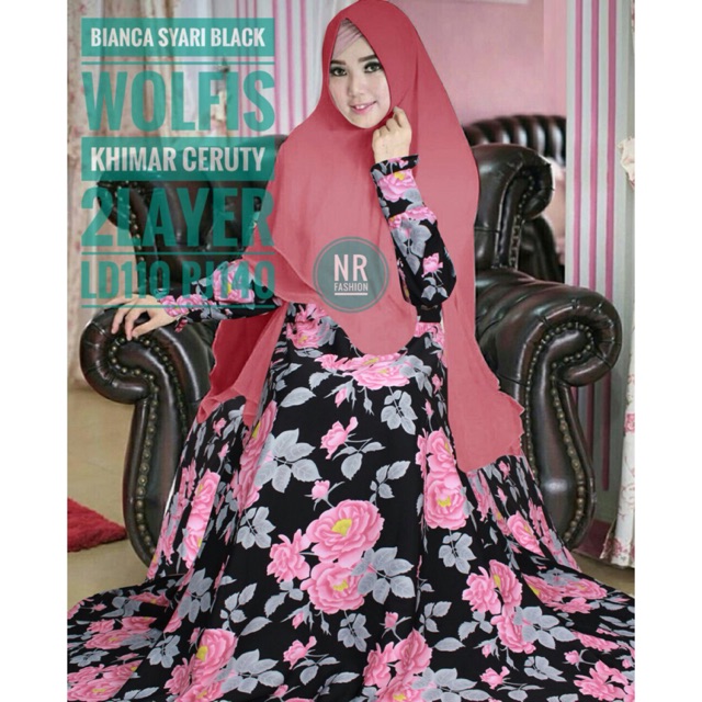 SET SYARI GAMIS BIANCA SYARI BLACK