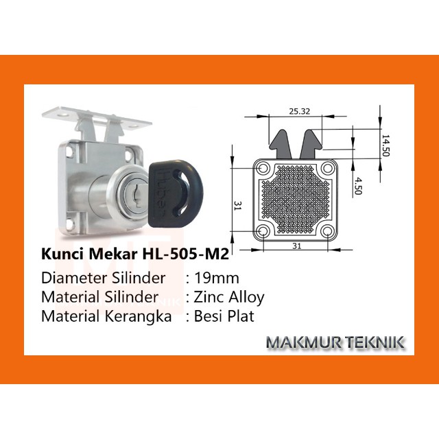 Huben HL-505 Kunci Mekar - Kunci Pintu Geser