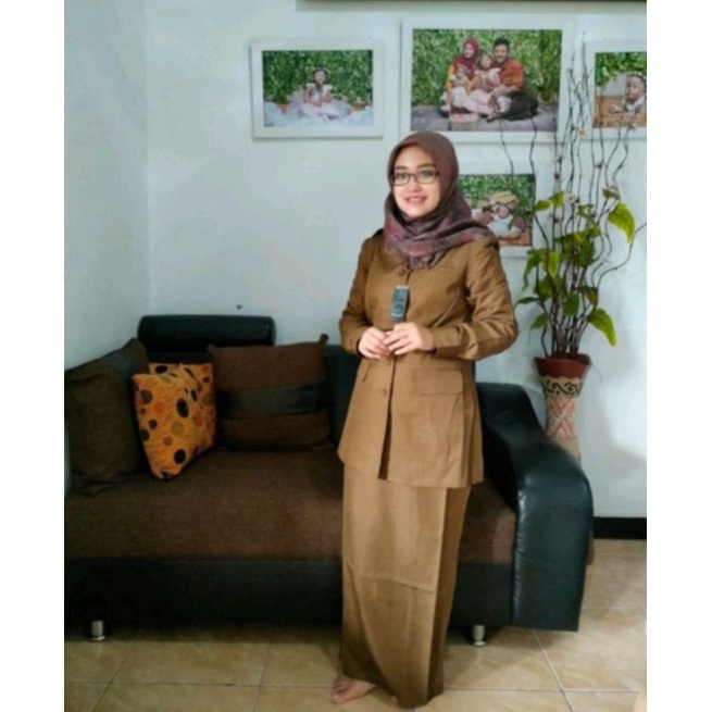 Baju Dinas Wanita Pemda Aceh Blazer PNS ASN Keki Seragam Pemda Khaki Wanita Baju Guru coklat tua