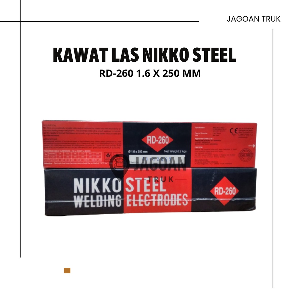 Kawat Las Nikko Steel Electrodes Baja/Kawat Las RD 260 1.6 x 250MM/1Kg
