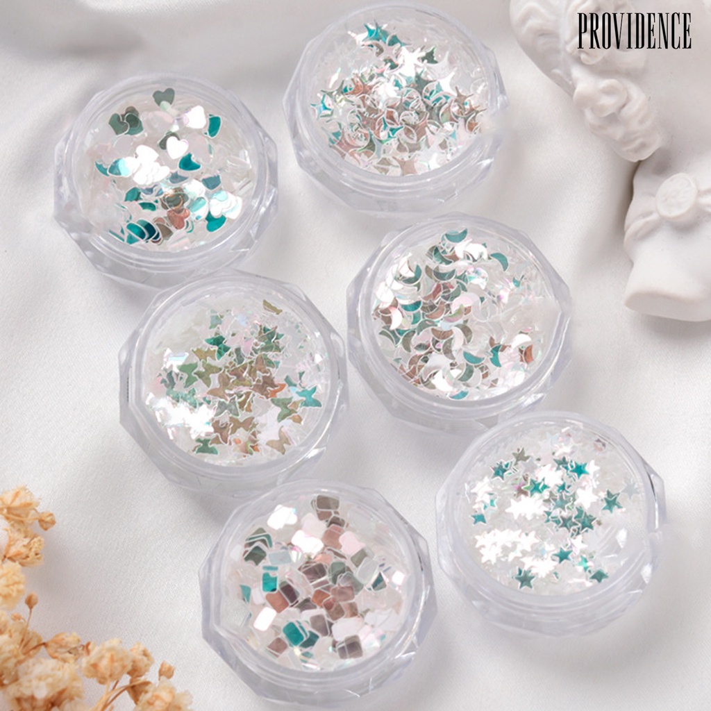 Sequin Tipis Bentuk Hati Pentagram Warna Silver Untuk Nail Art