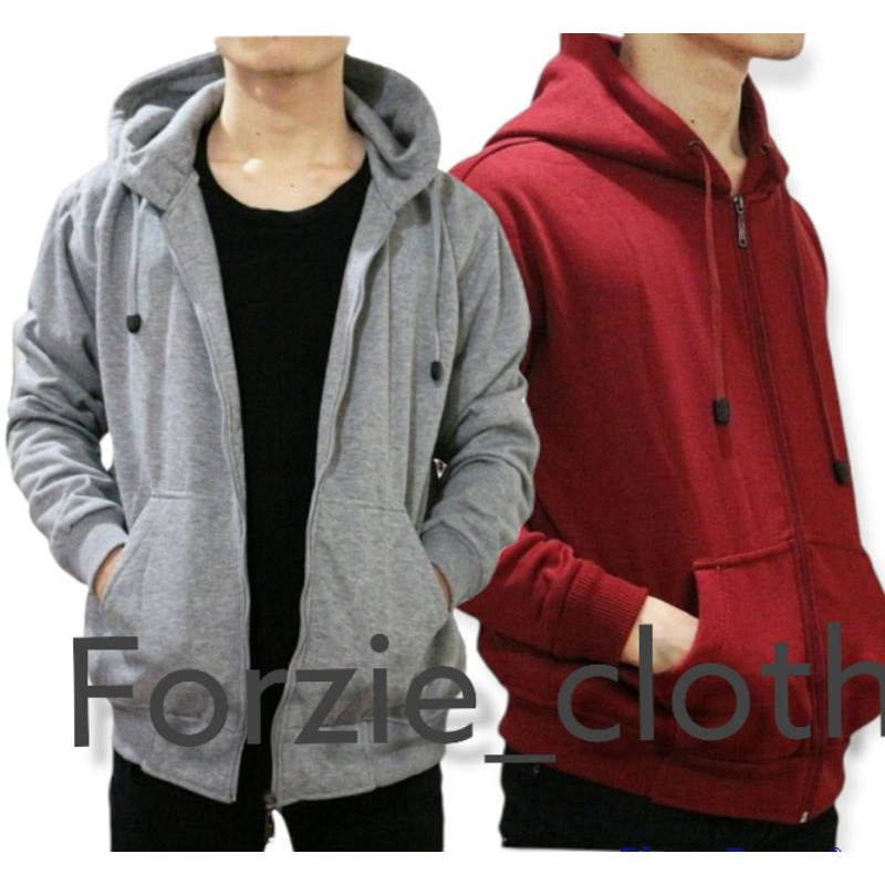 Forzie Sweater Hoodie Pria Pakai Resleting Depan Jumper Polos Tebal Premium Switer Zipper Terbaru