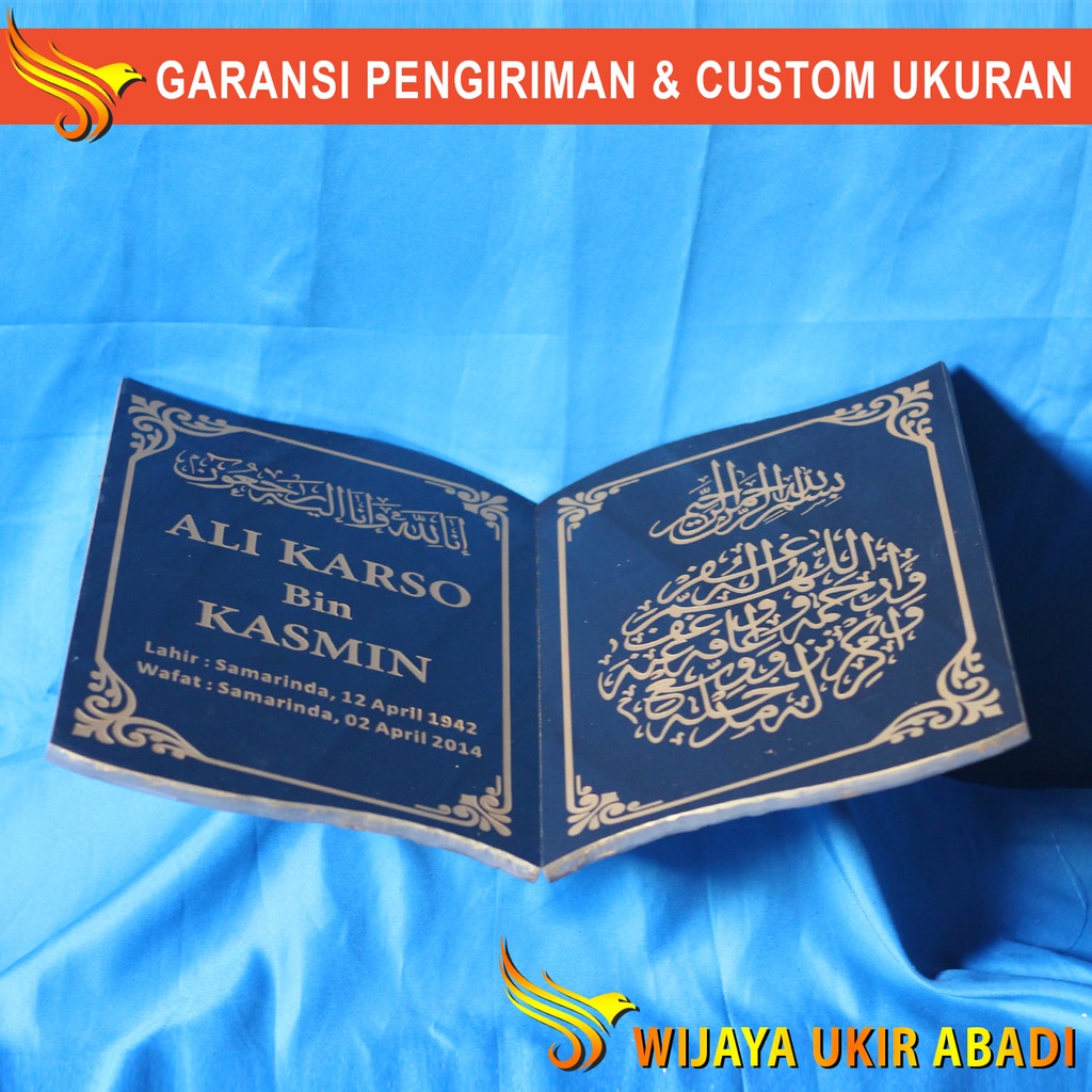 Prasasti Tulisan Ukir Nama Batu Nisan Model Bentuk Buku Granit Makam Kijing Kuburan L58