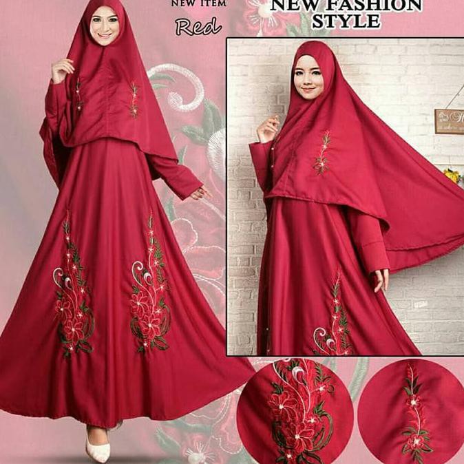 Baju Gamis Jumbo Busui N1 Jihan Syari Baloteli Variasi Payet - Maron