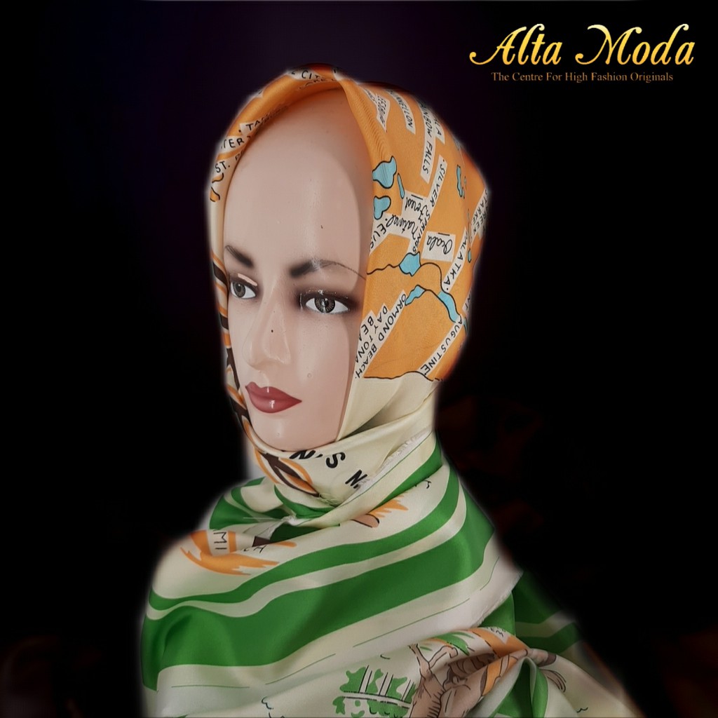 

Alta Moda Jilbab Fancy Printed Silk Offwhite Motif Island (0.9M)