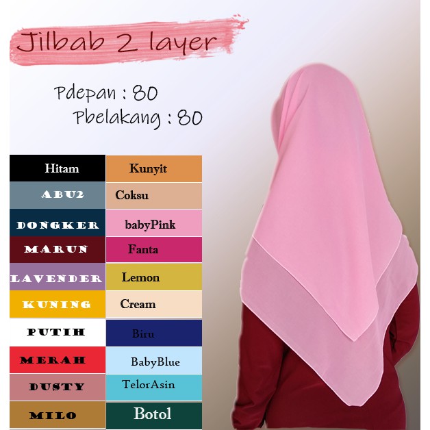 Jilbab segitiga instant 2layer bahan adem