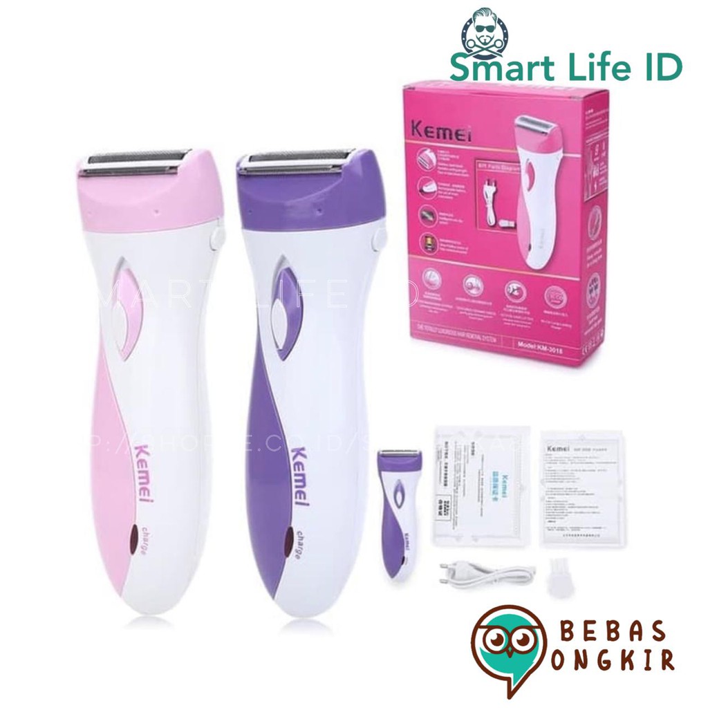 Kemei KM 3018 Alat Cukur Bulu Lady Shaver Woman Cukuran Wanita Mesin Cukuran Kemei KM-3018