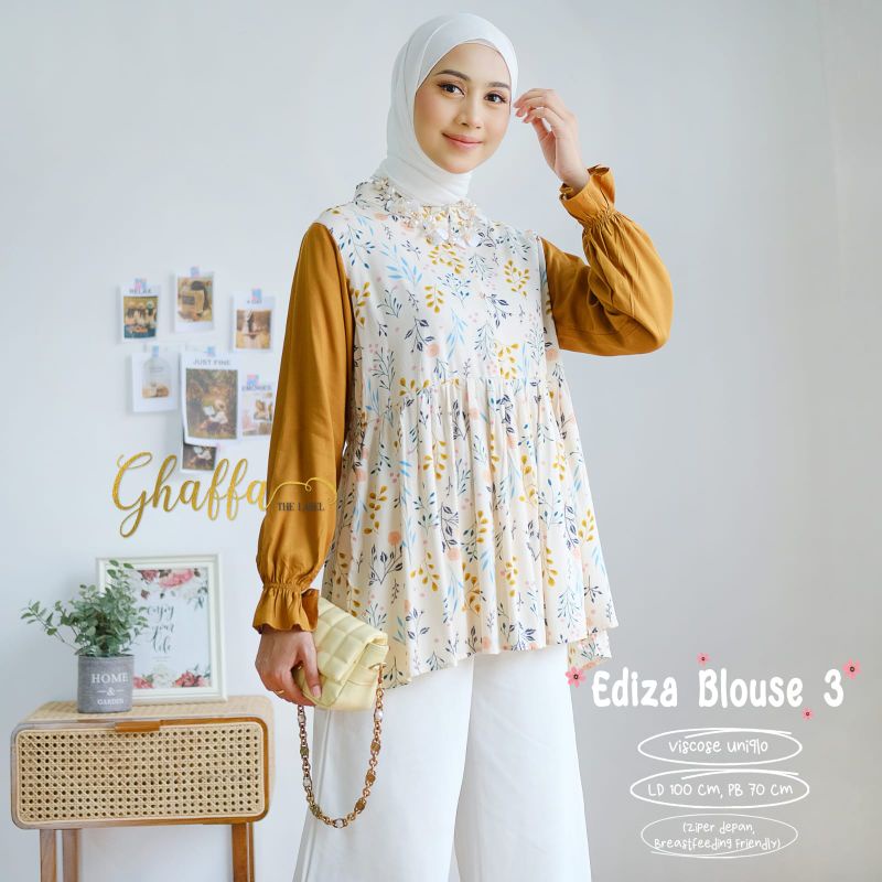 EDIZA BLOUSE kode 3 BY GHAFFA THE LABEL (BLOUSE MOTIF) Blouse muslimah rayon viscose rekomended