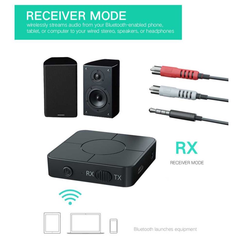 Audio Bluetooth 5.0 Transmitter Receiver 2 in 1 Universal RCA AUX K6